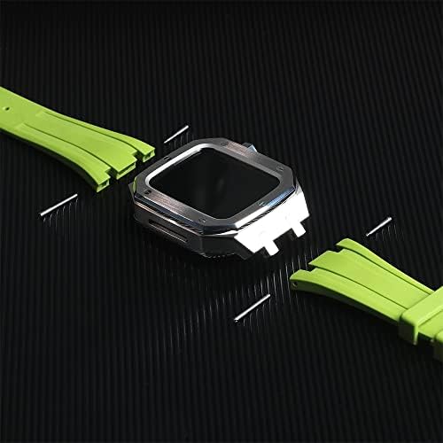 Трдибск 42мм 45мм 44мм Комплет за модификација за Apple Watch Band 45mm 44mm гумен опсег од не'рѓосувачки челик сет за iWatch