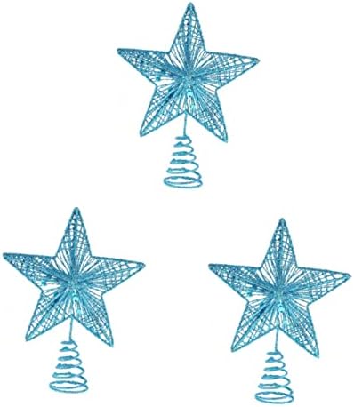 Амосфун 3 Парчиња Божиќ Пентагон Топ Ѕвезда Божиќна Ѕвезда Декорација Пентаграм Дрво Топер Божиќна Елка Декорација Прекрасна Ѕвезда