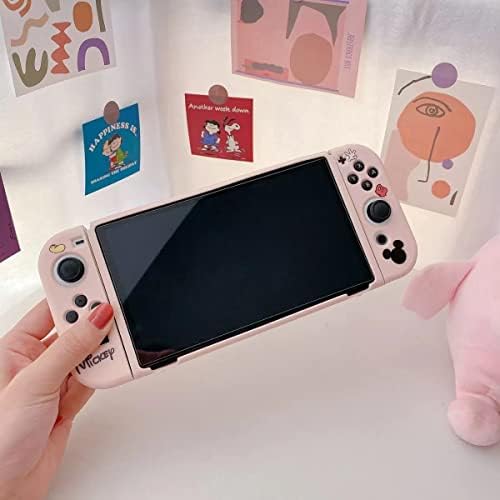 Симпатична кутија Мики компатибилна со Nintendo Switch OLED, покритие за куќиште, ергономски мек TPU Grip Case за oyојкон, сет на кожа на искра