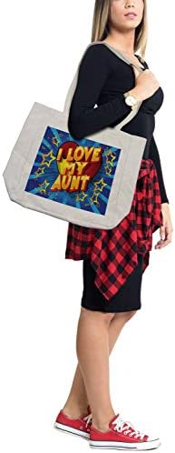 Ambesonne ја сакам торбата за купување на тетка, стрип стил живописен состав на типографија, еко-пријателска торба за еднократна употреба за намирници