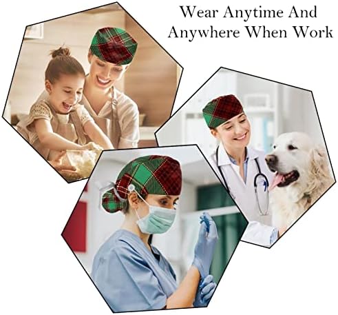 Медицински капачиња Ratgdn за жени со копчиња долга коса, 2 парчиња прилагодливо работно капаче, божиќно кучиња кученце, пикало дахшунд