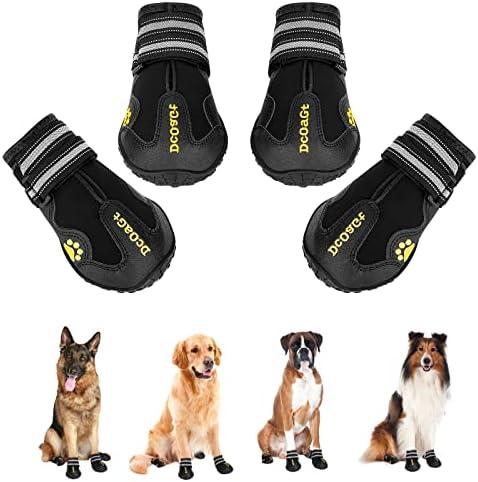 Чизми за кучиња dcoagt водоотпорни чевли за кучиња за мало средно големо кученце со рефлексивни ленти анти-лизгачки ѓон, шепа заштитник за кучиња