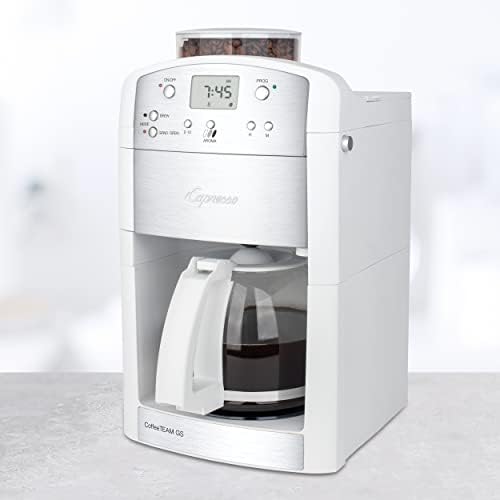 Capresso Coffeeteam GS Производител на кафе со 10 чаши со конусна мелница за закопчување, стаклена карафе 464,02 бела