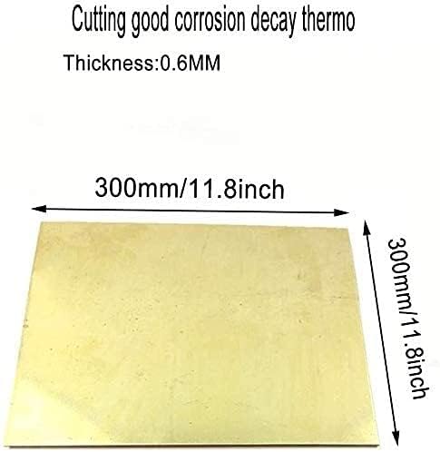 Yuesfz бакарен лист фолија H62 месинг плоча индустрија DIY експериментална дебелина 0,6мм, ширина 300мм/11,8inch, долг 300мм/11.