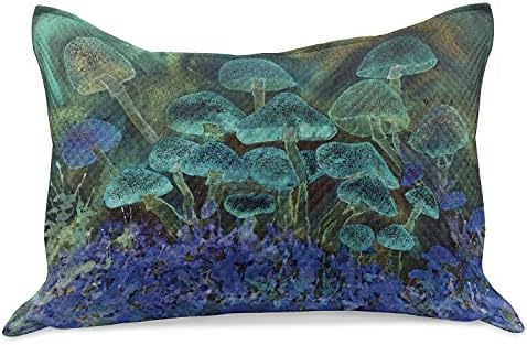 Психоделичко плетено плетено пикало, невообичаено флуоресцентни печурки сонувачка фантазија графичка, стандардна покривка за перница со големина