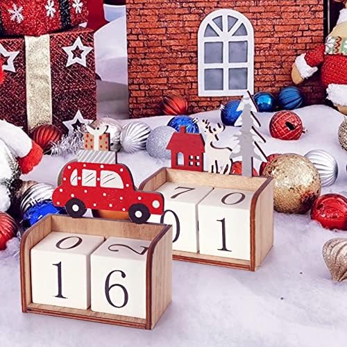1 Комплет Божиќни Дрвени Реципрочни Календарски Блок Божиќен Десктоп Календар За Божиќен Празник Декорација На Работната Површина Божиќен