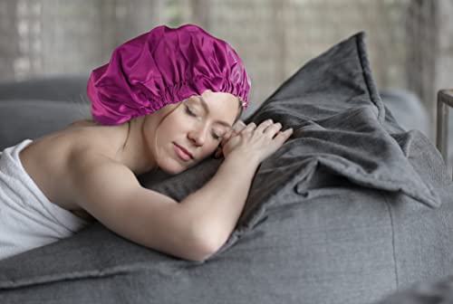 Сатенска хауба, свилена хауба за коса за спиење, сатен со двоен слој со невидлива тока за прилагодување за природна коса на жените （темно