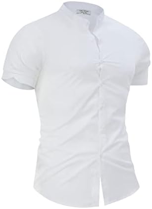 Мажјак фустани за машка маица, врзани јаки од кратки ракави, случајно копче надолу со кошула