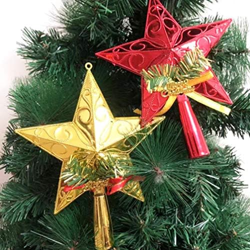 Pretyzoom 2pcs злато блескаво новогодишно дрво Topper Star Treetop за украсување на новогодишни елки или украс за домови