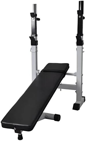 Клупа за тренингот Vidaxl со решетката за тежина, мрена и гира постави тежина клупа за фитнес клупа за спортски производи Вежба