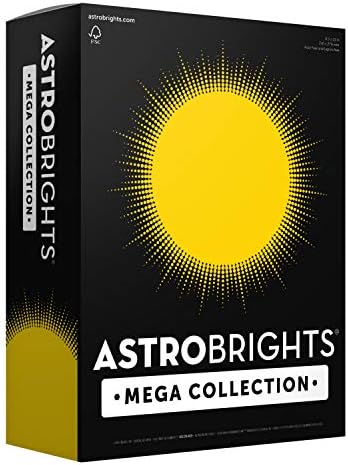 Мега колекција Astrobrights, обоена картон, светло жолта, 320 листови, 65 lb/176 GSM, 8,5 x 11 - повеќе листови!