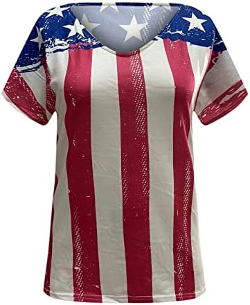 Денот на независноста на врвот на жените Americanвезда на американско знаме Starвезда шарени тимови 2023 лето V вратот 4 јули Патриотски кошули