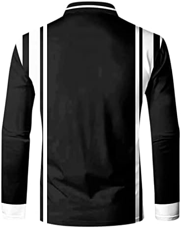 Queshizhe Машка обична есен печатена маица Вклучете ја јаката со долги ракави врвови маица долга ракав елек