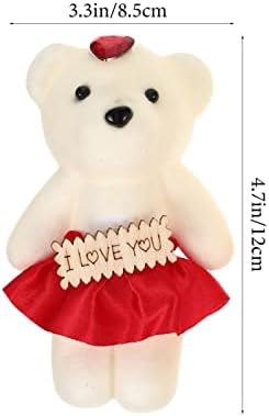 Nolitoy 10 парчиња мечки кукли од пена мечка носат црвен фустан украс за украс за ден на вinesубените свадбени цвеќиња букет