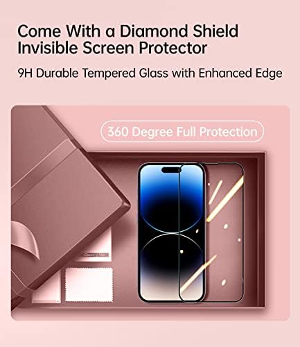 Uesуешитуо магнетски матичен сјајно јасен за iPhone 14 Pro кутија со целосна заштита на капакот на камерата [бр.1 Силни магнети N52] [Заштита