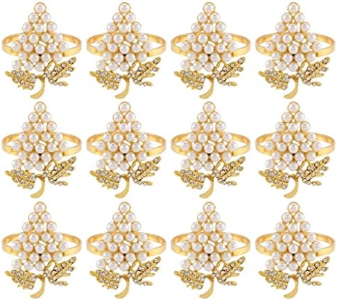 BHVXW 12 парчиња злато Грозје облик на салфетка држач држачи за салфетки свадбени забави декор декор на салфетка салфетки