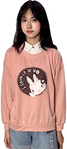 Пакувања слатки џемпери за пулвер за жени со долги ракави памучни зајаче крпеница пролет есенски лажни две парчиња тенки врвови
