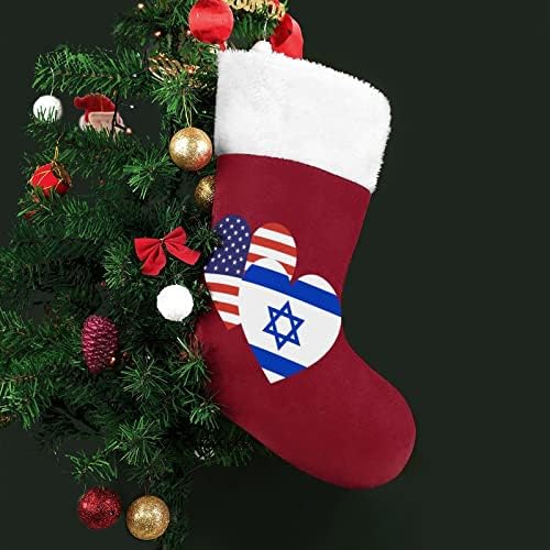 Израелско американско знаме за срце, Божиќно порибување Божиќни чорапи, торбичка куќа семејство Божиќ декор