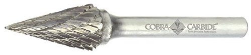 Cobra Carbide 11359 Микро жито цврсто карбид, двојно сечење, форма M SM-43, 1/8 Дијаметар на шанк, 1/8 Дијаметар на главата, 5/8