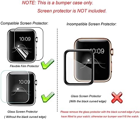 Компанија за размачкување на Secbolt Bling Case со Apple Watch Band 38mm 40mm 42mm 44mm, заштитен заштитен екран за заштитен рамка за