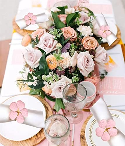 Пролет Сакура Цветна салфетка прстен розова цветна салфетка прстен држач за велигденска маса декорација свадбена забава вечера роденденски