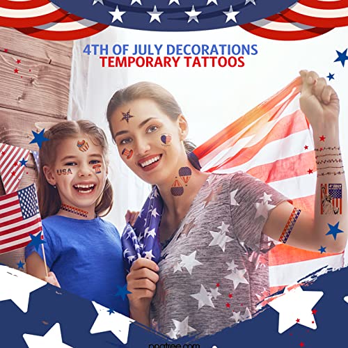 Четврти јули Тетоважи, 4 јули Украси Привремени Тетоважи, 10 Листови Тетоважа Налепници Колекција На Денот На Независноста,