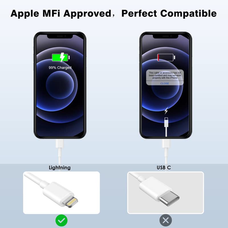 iPhone Полнач [Apple MFi Сертифициран] 2 Пакет Apple iPhone Полнење Молња Кабел За Синхронизација На Податоци Кабел СО USB Ѕид Полнач Блок
