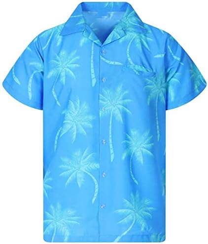 Фанки Хавајски Копче Надолу Блуза Кошула За Жени, Краток Ракав Летни Маици Блузи Повик Кокос Дрво Печати Плажа Блузи