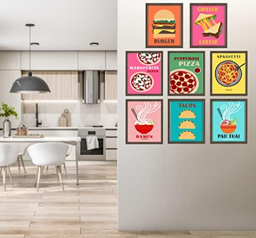 Декор на собата на Едс, постери за брза храна за декорација на кујна, пред -уметност отпечатоци естетски wallиден декор, сет од 8,