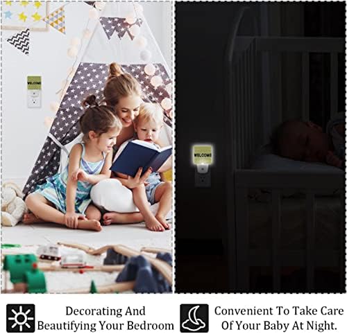 Добредојдовте предводена ноќна светлина, детски ноќни светла за приклучок за спална соба во wallидна ноќна ламба прилагодлива