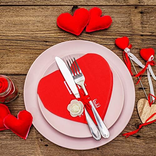 ADXCO 120 Пак Денот на в Valentубените, срцето loveубов со салфетки во форма на срцеви салфетки за свадбена вечера, банкет роденден