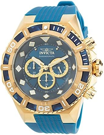 Invicta Pro Diver 54mm Quartz Chronograph Silicone Strap Watch Blue/Goldtone машки