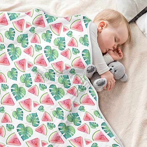 Олабаки Тропски лисја лубеница бебе ќебе за момчиња Девојче памук фрлано ќебе за ќебе за креветчиња за креветчиња за креветчиња
