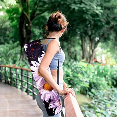 Прекрасен Дејзи цвет Јога Мат торби со целосна зип торба за носење за жени, вежбање јога мат носач со прилагодлива лента