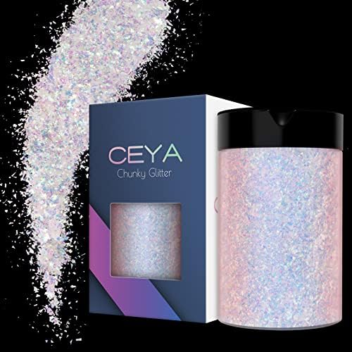 Ceya Magic Opal Glitter, 3,5oz/ 100g неправилен бучен сјај занаетчиски сјајни снегулки, металик iridescent chunky фино сјај за