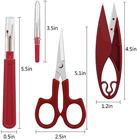 Алатка за шиење на цвест за шиење, висококвалитетен отстранувач на бод и секач за навој со 2Big+2Small Seam Rippers, Snips од 1 пакет, ножици