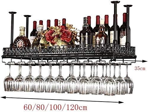 Wxxgy Континентални бар лавици што висат стаклена решетка за вино, креативно виси наопаку, држач за вина за складирање на вина, а/60см