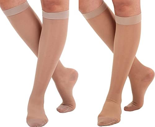 Направено во САД - Големи големи - чисти чорапи за компресија за циркулација на жени 15-20mmhg - лесен долг компресија на коленото