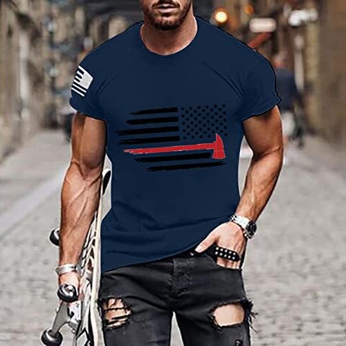 2023 Ново знаме на Денот на независноста на мажите, случајно мека и удобна маица кратки ракави мажите со големина кошули