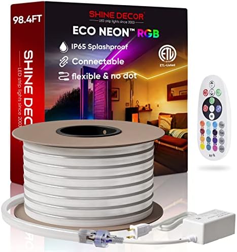 Производи за пакети со декор за сјај од 10 пакувања со алуминиумски канал со 30м/98,4ft LED RGB Neon Rope Lights Kit