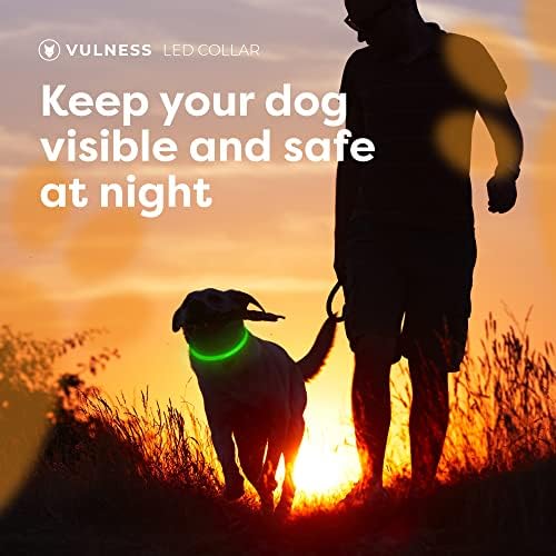 Вулнес ПРЕДВОДЕНА Јака За Кучиња | Осветли УСБ 3 Поставки За ПОЛНЕЊЕ Рефлектирачки Сјај Одење Ноќе Прилагодливи Јаки Осветлена