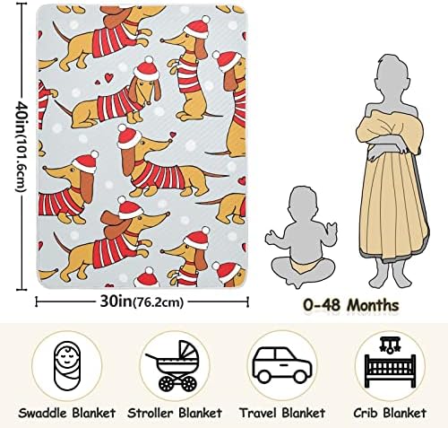 Swaddle Clainte Dachshund Dogs памучно ќебе за новороденчиња, примање ќебе, лесен меко висино ќебе за креветчето, шетач, расадници, Божиќ, 30х40