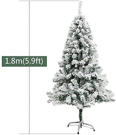 ZPEE вештачки снег собрана елка, материјал ПВЦ со шарки со голи дрво со метал штанд лесно да се собере голи дрво Божиќна декорација-1,8м.