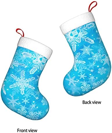 Божиќни чорапи за Божиќ 3Д ледени снегулки со двојно еднострано камин што виси чорапи