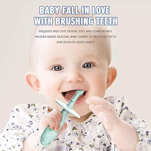 Бебе четка за заби силиконски 2 пакет за обука за заби за новороденчиња, силиконски степен на храна, екстра меки/цврсти влакнести,