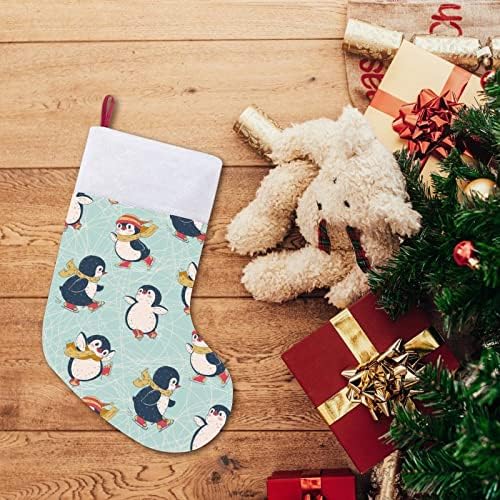 Симпатични пингвини Божиќ што виси порибување симпатична санта чорап за украси за украси на Божиќ
