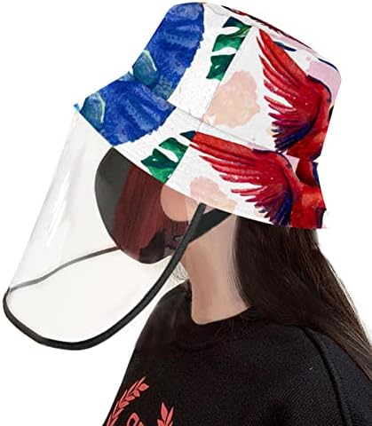 Заштитна капа за возрасни со штит за лице, рибарска капа Анти сонце, модерно тропско животинско камелеон папагал