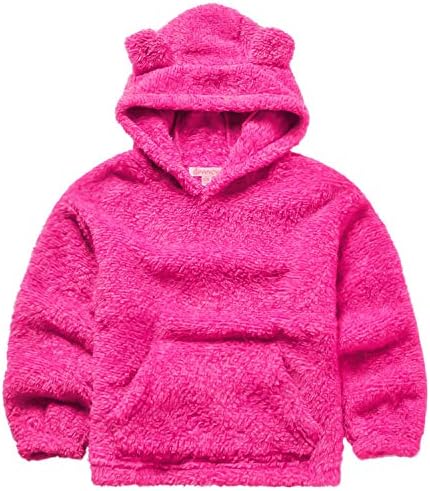QPANCY Девојки Шерпа Пуловер Качулка Деца Руно Мачка Облека Зимски Top Палто Врвот