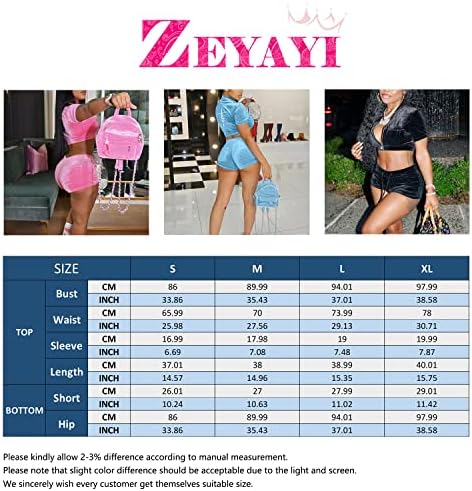 Zeyayi [2-пакет] Velor Tracksuit Womens Two Piection Two Piece Tops Tops Tops Blared Pants со џебови и жени со две парчиња велур