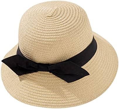 Womenенски широк облик слама капа, женски лак за одмор на одмор, летен сонце капи, преклопување на отворено бејзбол капачиња
